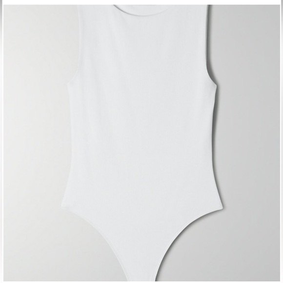 NWOT Babaton Contour Rib Muscle Bodysuit in WHITE - Picture 2 of 5